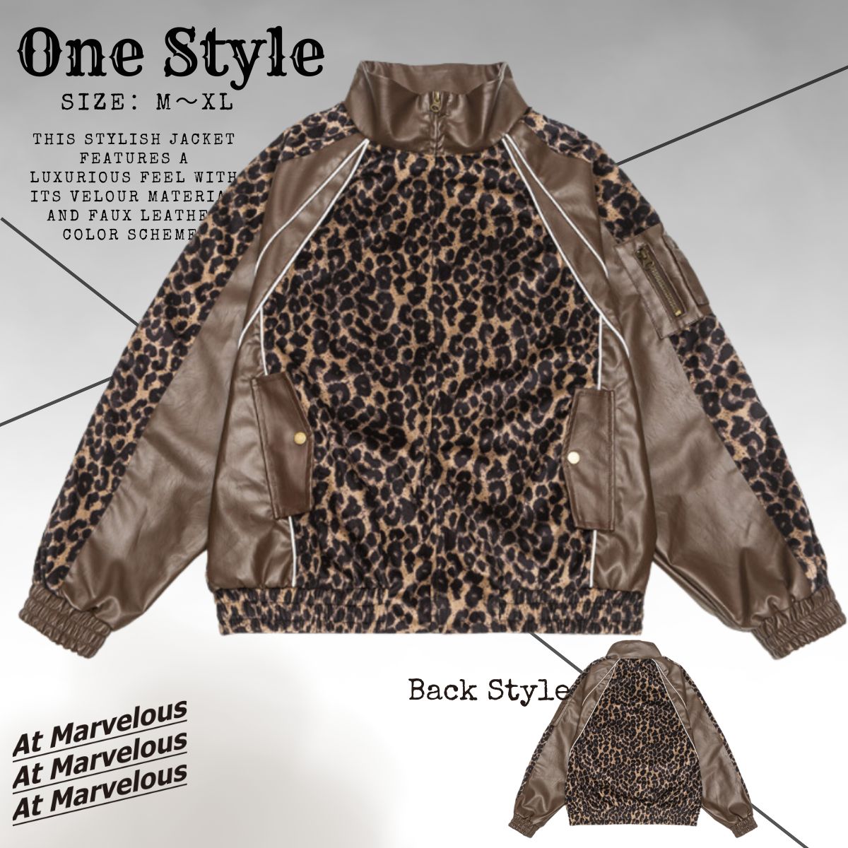 Outer/フェイクレザー配色レオパードJK ST/No.23295