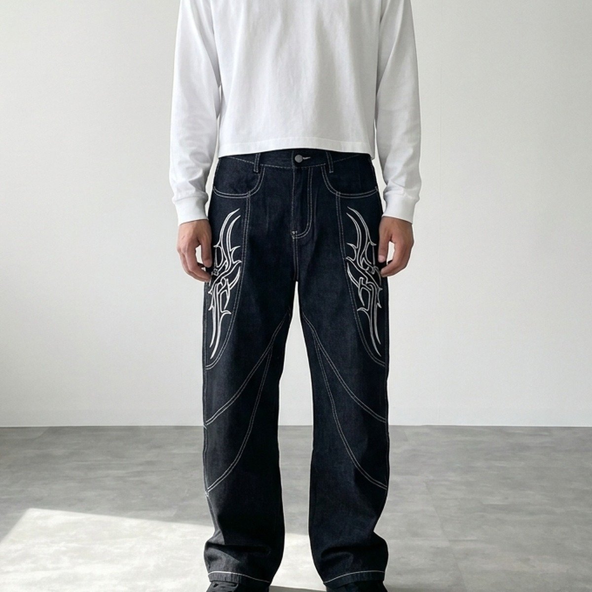 Jeans/トライバル刺繍ワイドデニム ST/No.23314