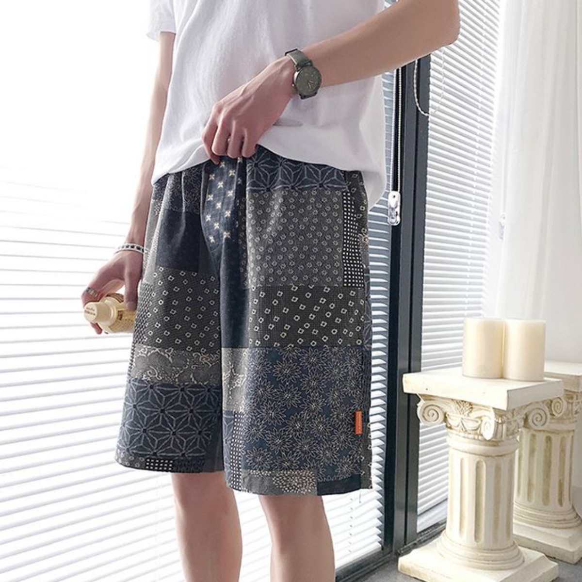 Pants / 和柄パネルハーフパンツ ST/No.23170