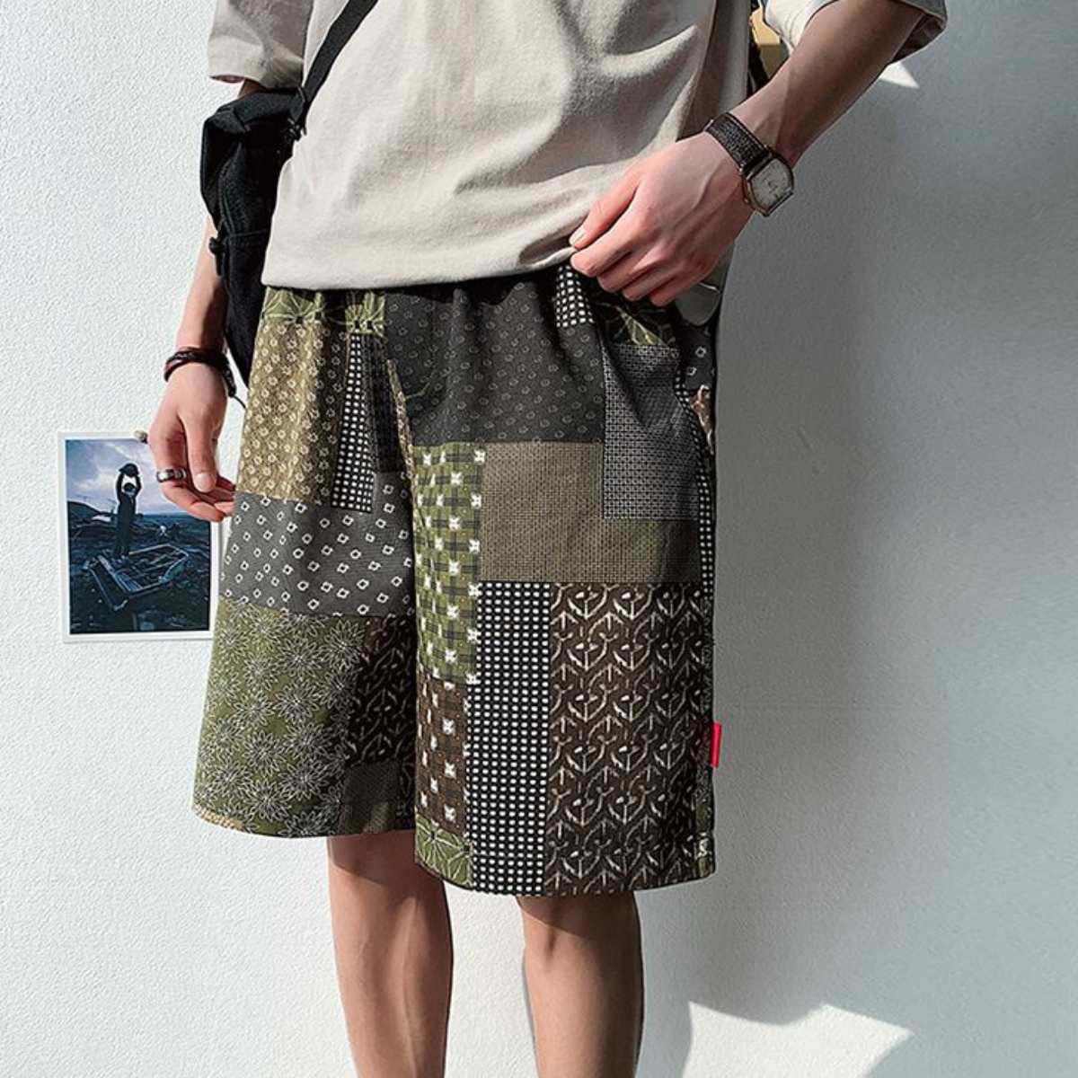 Pants / 和柄パネルハーフパンツ ST/No.23170