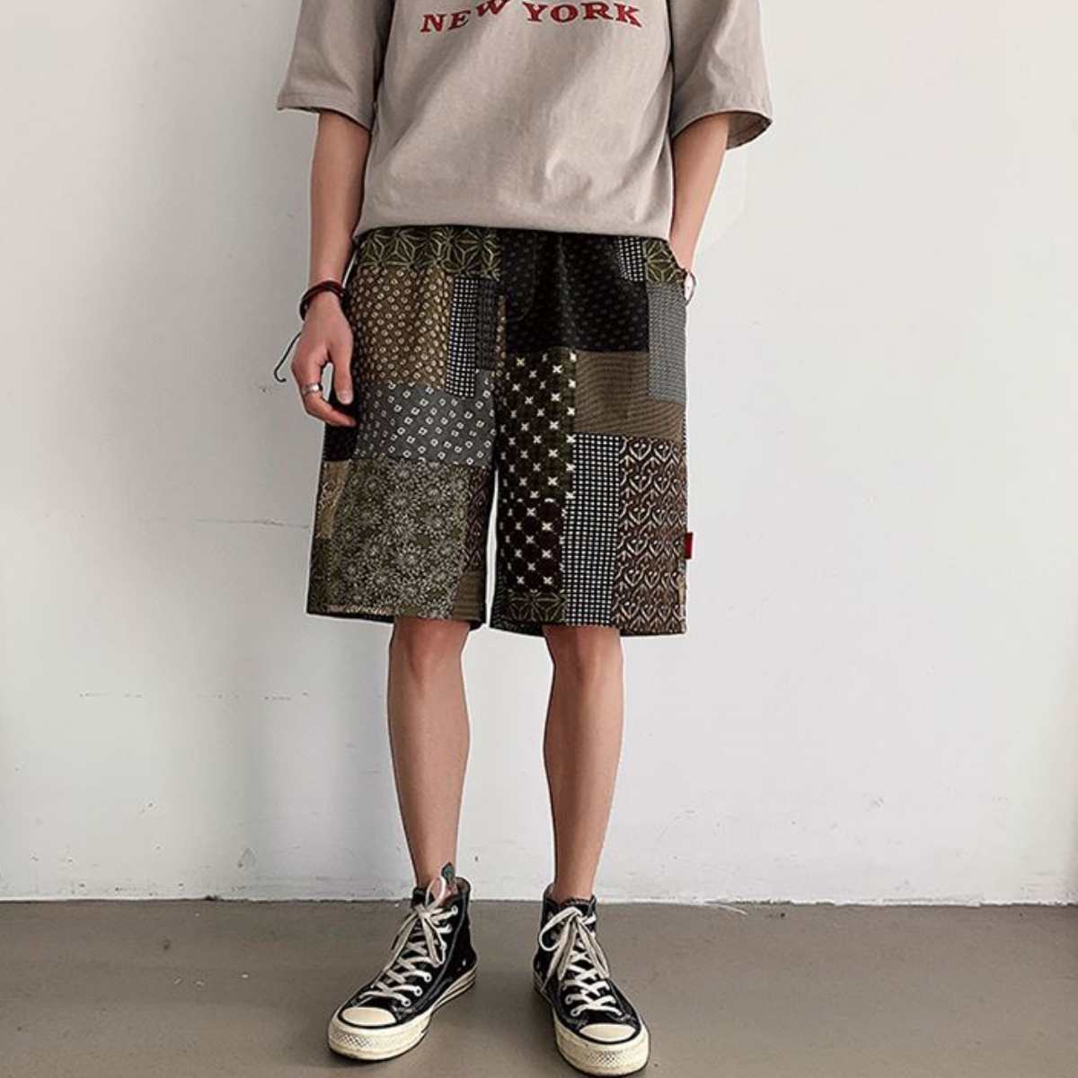 Pants / 和柄パネルハーフパンツ ST/No.23170