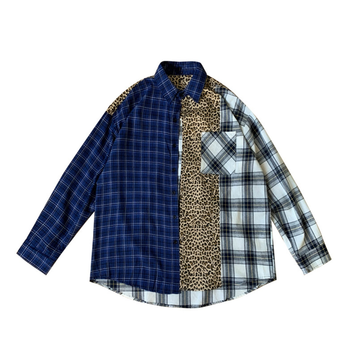 Shirts/ ヒョウ柄切り替えチェックシャツ ST/No.23152