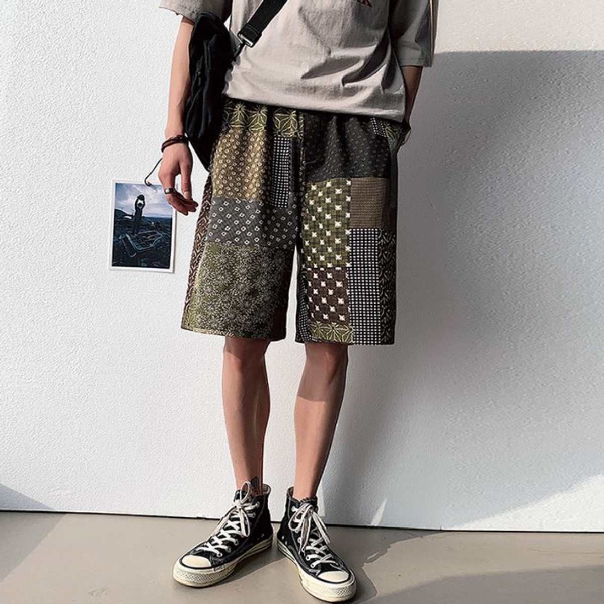 Pants / 和柄パネルハーフパンツ ST/No.23170
