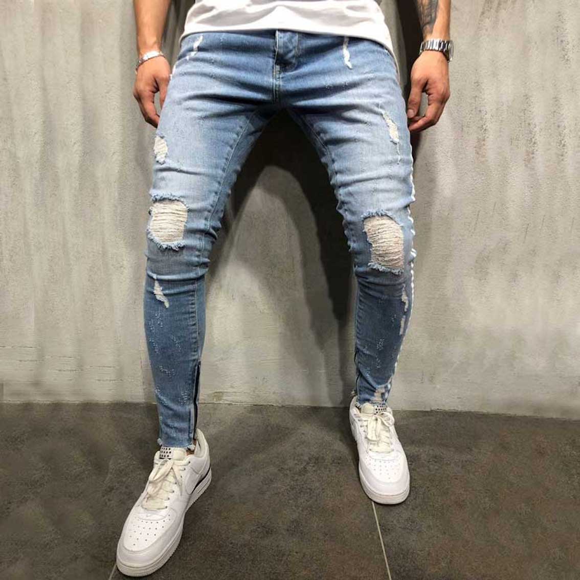 Pants/ラインダメージデニムスキニーパンツ ST/No.28002