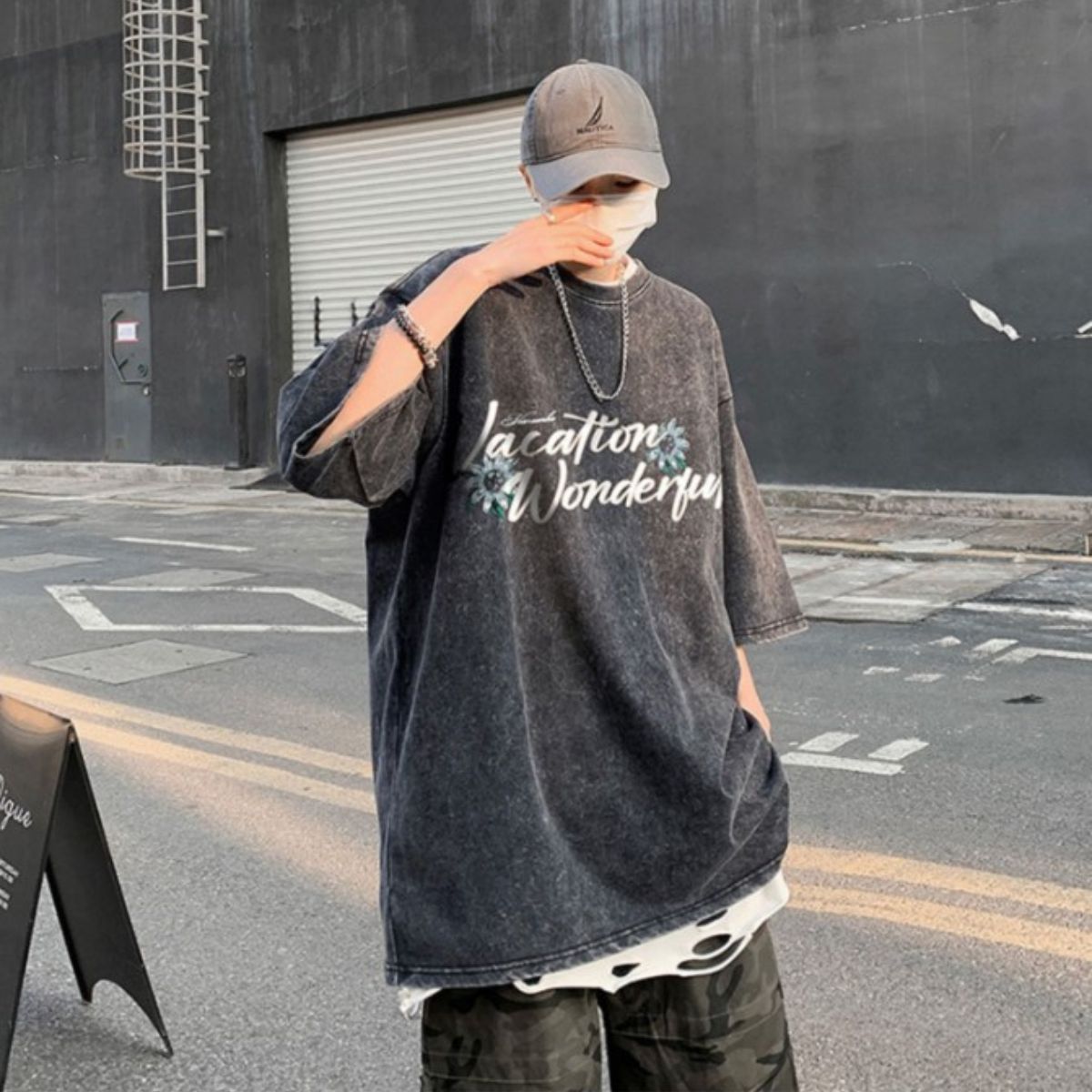 T-Shirts/レトロ花柄ウォッシュ加工Tシャツ ST/No.23281