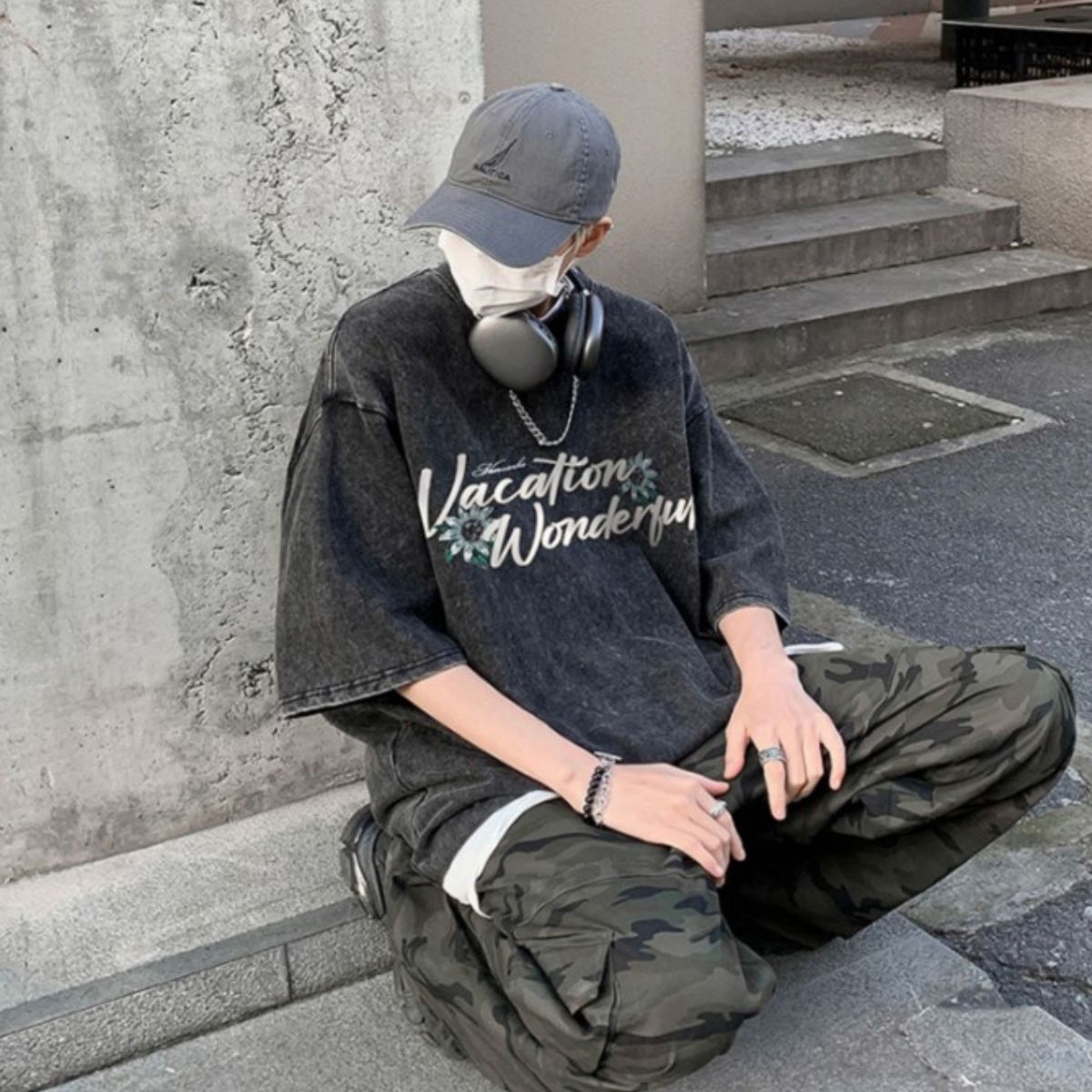 T-Shirts/レトロ花柄ウォッシュ加工Tシャツ ST/No.23281