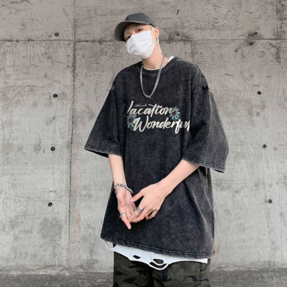 T-Shirts/レトロ花柄ウォッシュ加工Tシャツ ST/No.23281
