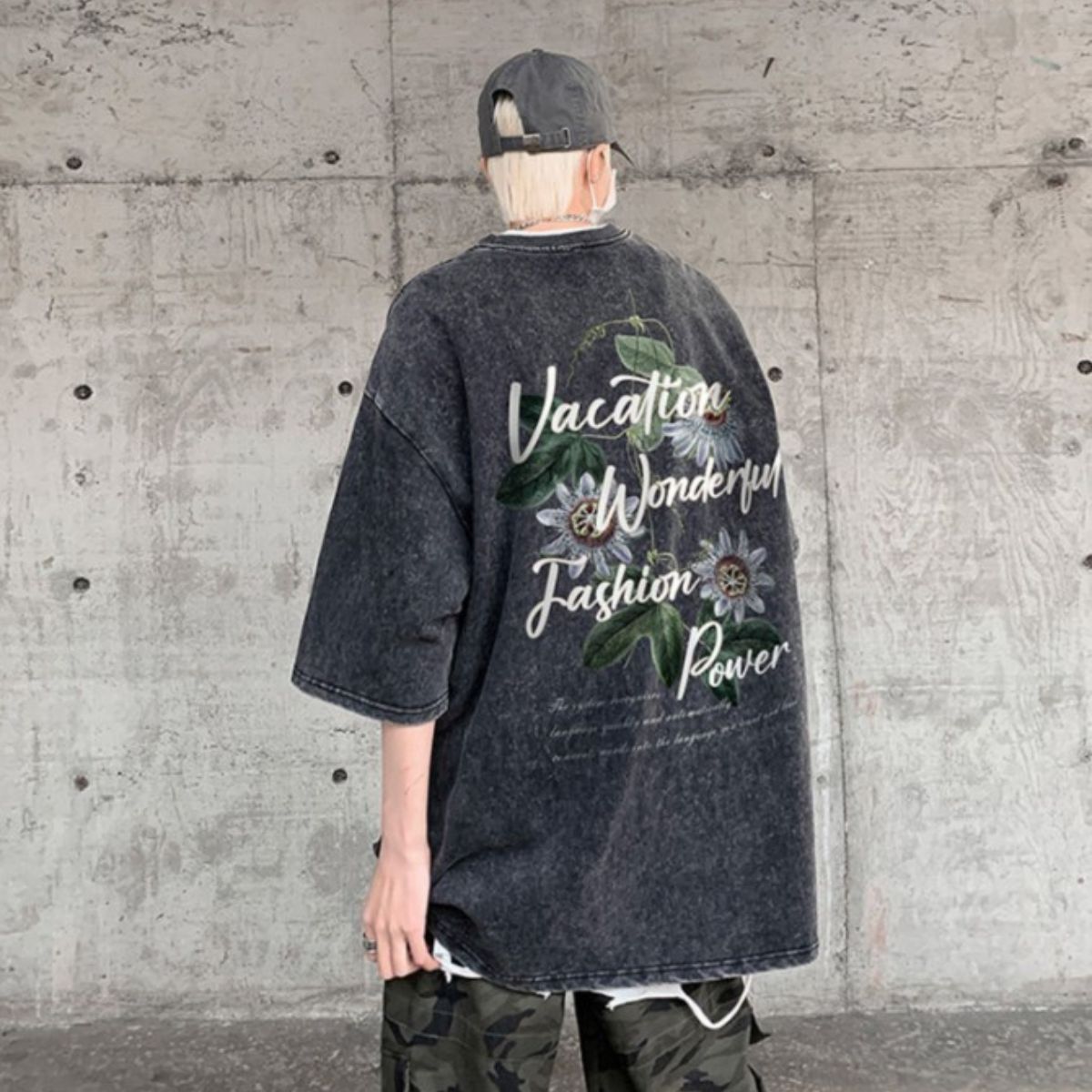 T-Shirts/レトロ花柄ウォッシュ加工Tシャツ ST/No.23281