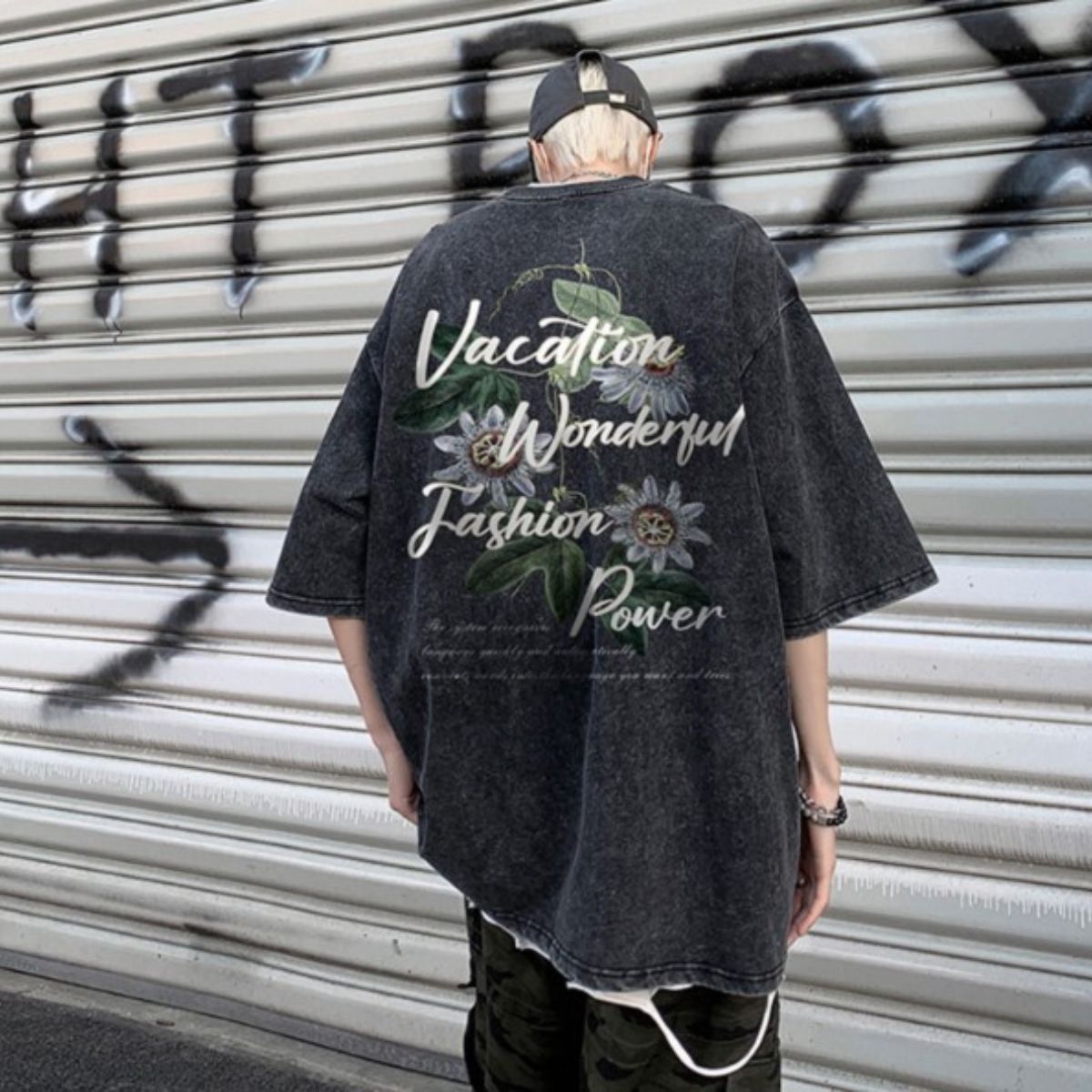 T-Shirts/レトロ花柄ウォッシュ加工Tシャツ ST/No.23281