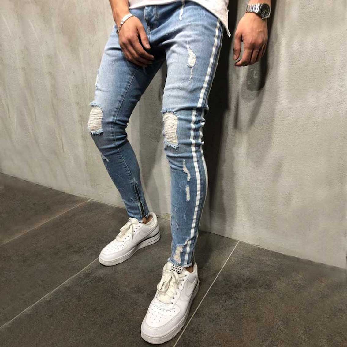 Pants/ラインダメージデニムスキニーパンツ ST/No.28002