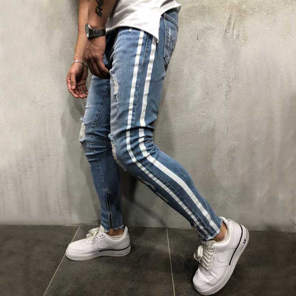 Pants/ラインダメージデニムスキニーパンツ ST/No.28002
