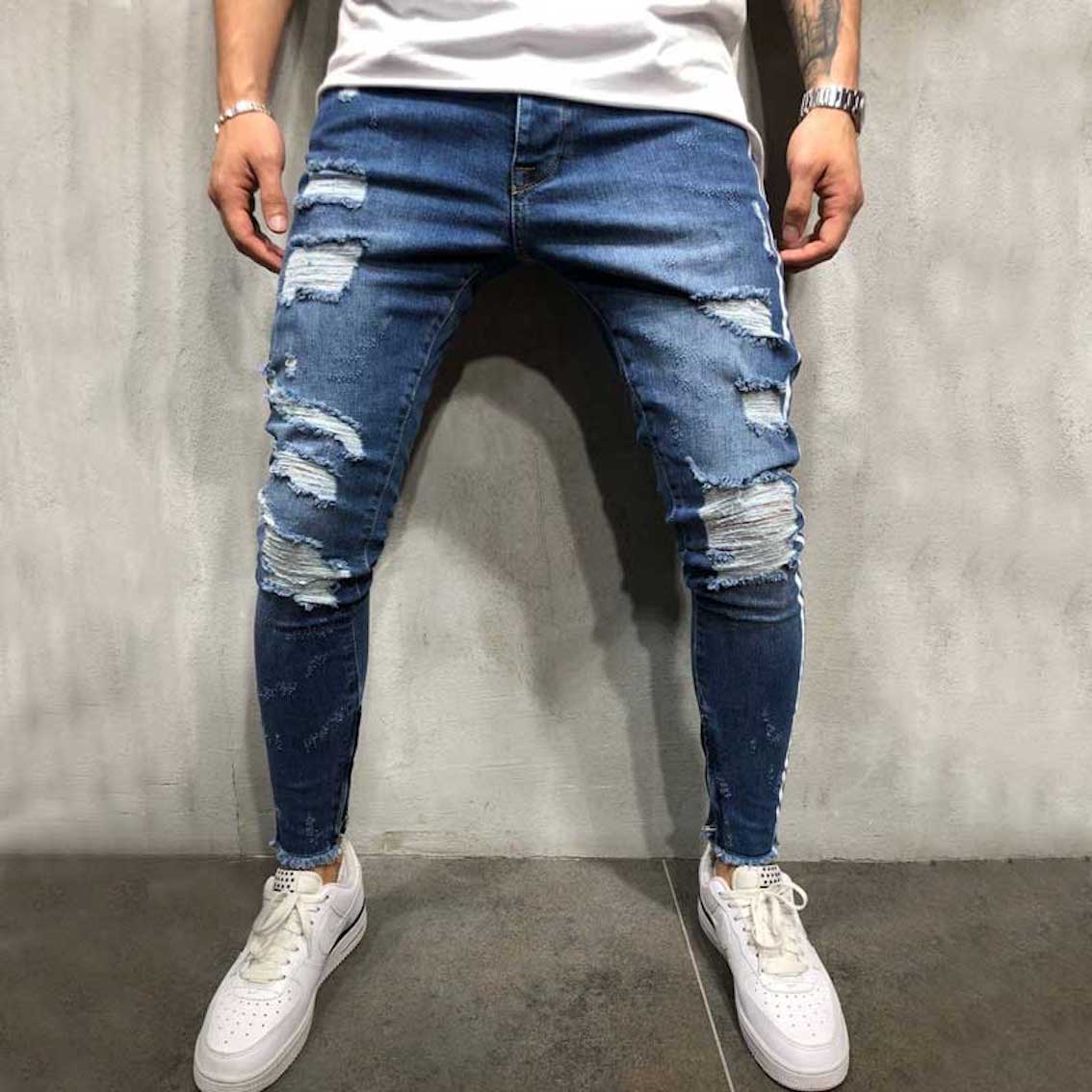 Pants/ラインダメージデニムスキニーパンツ ST/No.28002