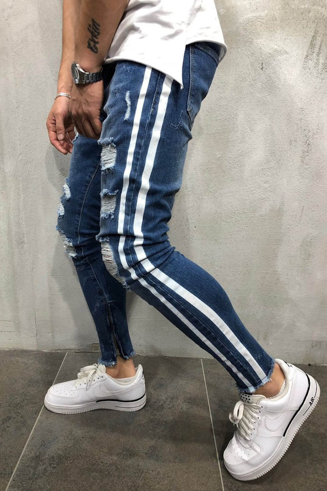 Pants/ラインダメージデニムスキニーパンツ ST/No.28002