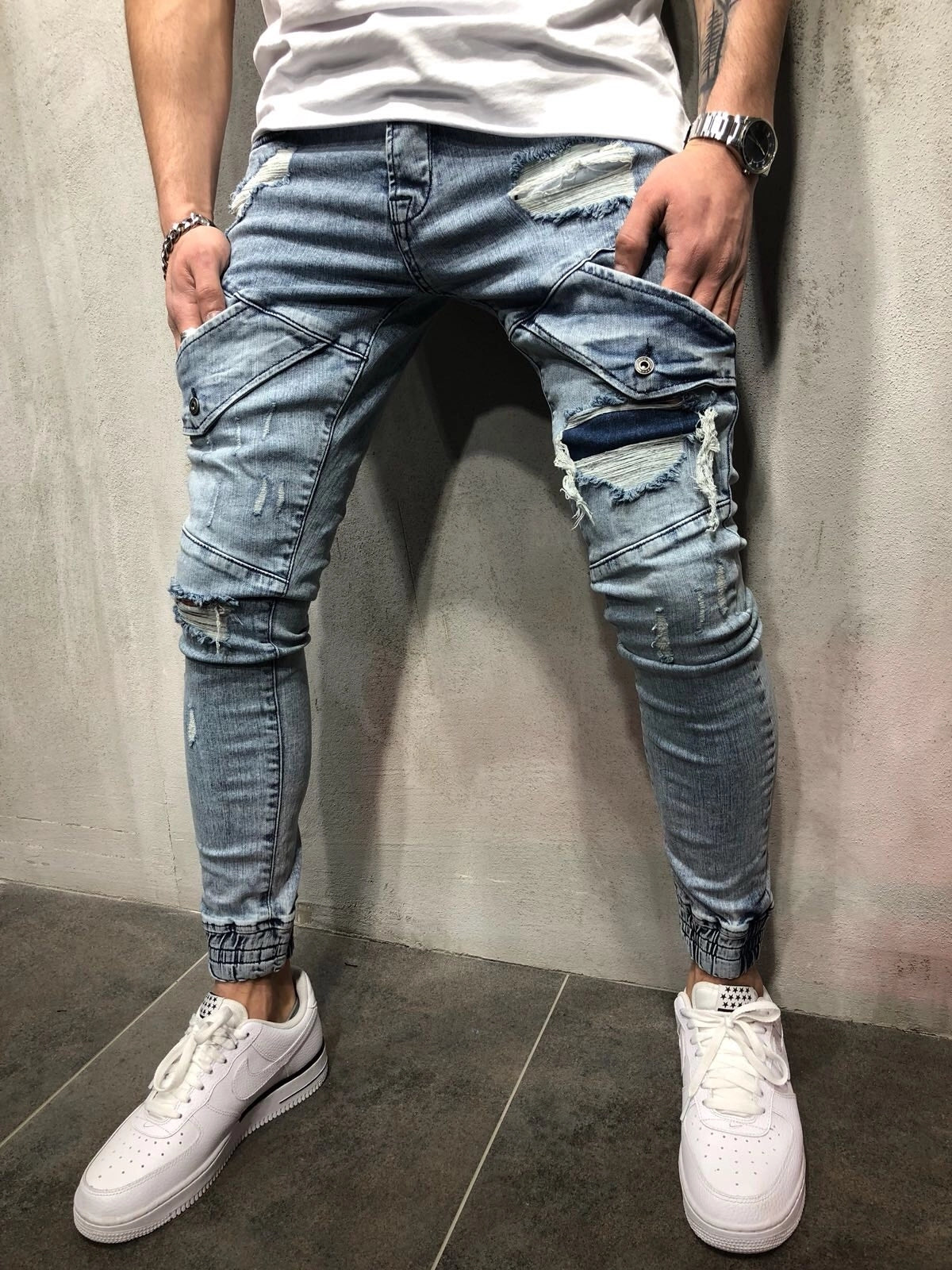Pants /ダメージデニムジョガーパンツ ST/No.23009