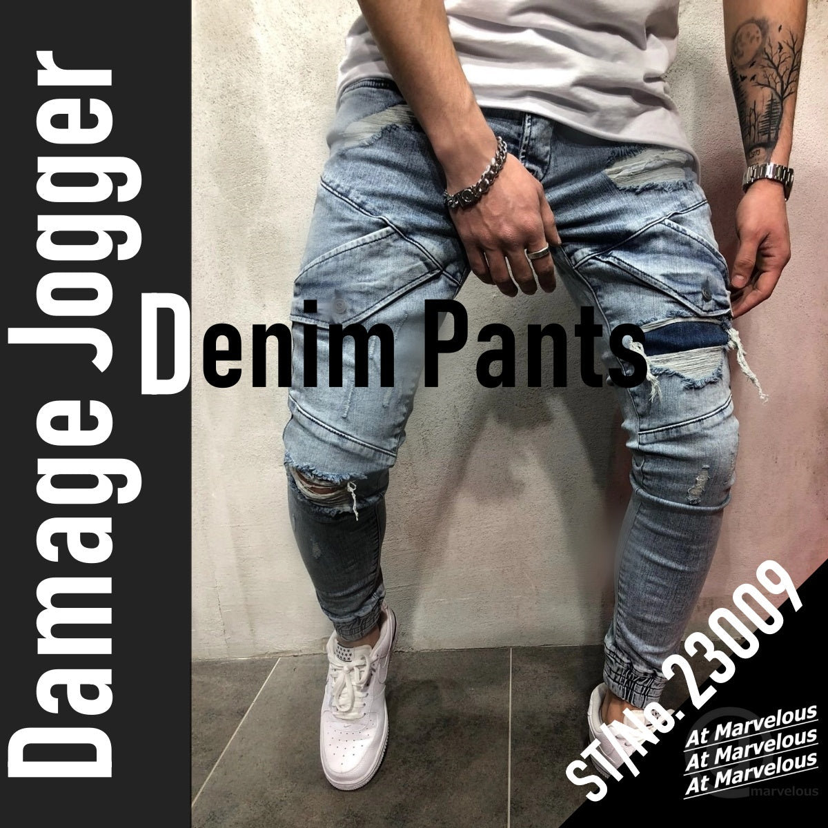 Pants /ダメージデニムジョガーパンツ ST/No.23009
