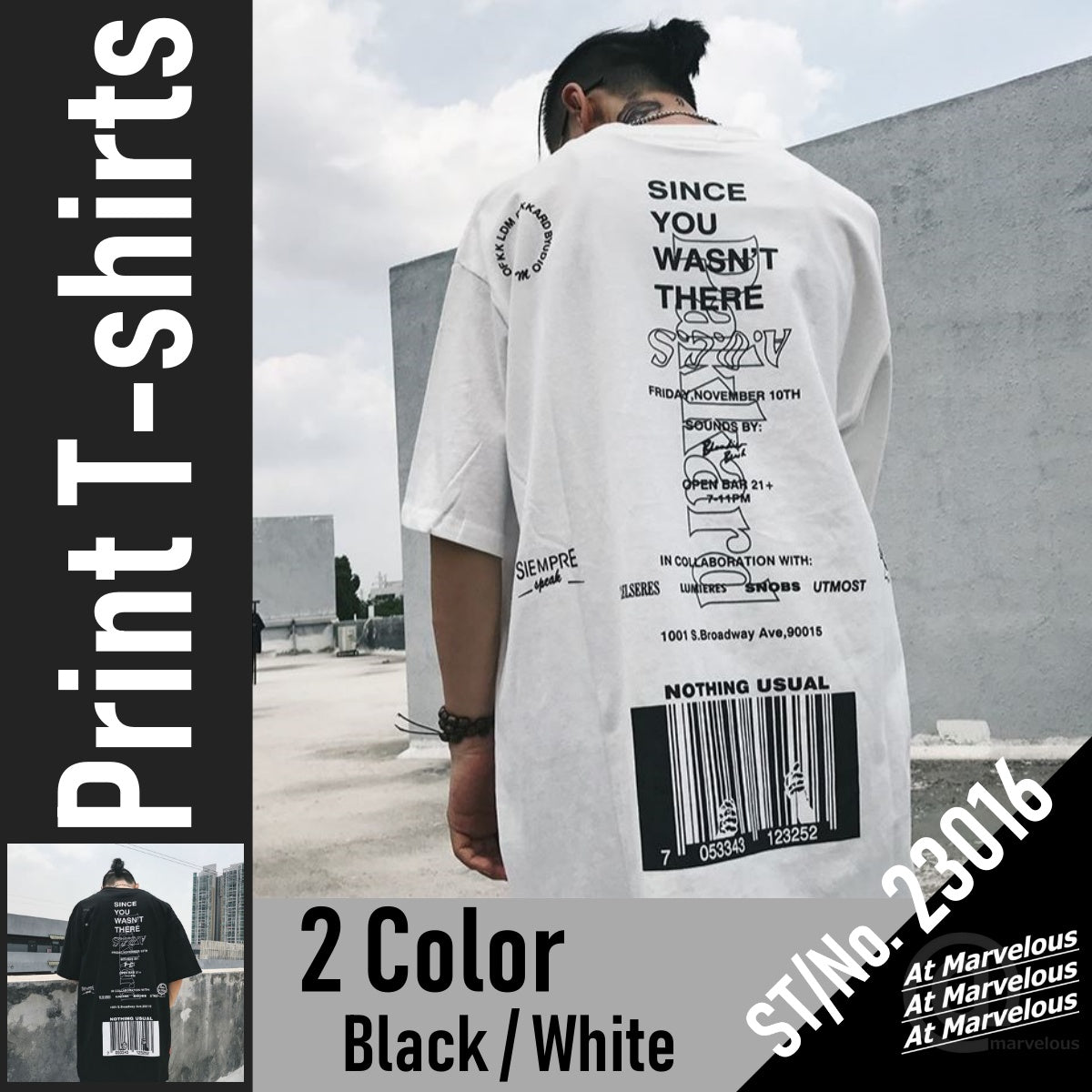 T-shirts/バックバーコードプリントTシャツ ST/No.23016