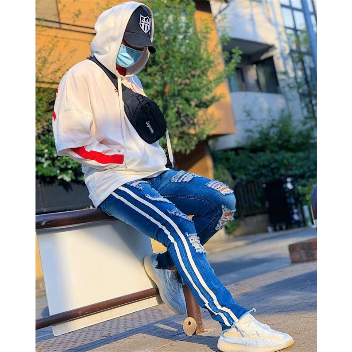 Pants/ラインダメージデニムスキニーパンツ ST/No.28002