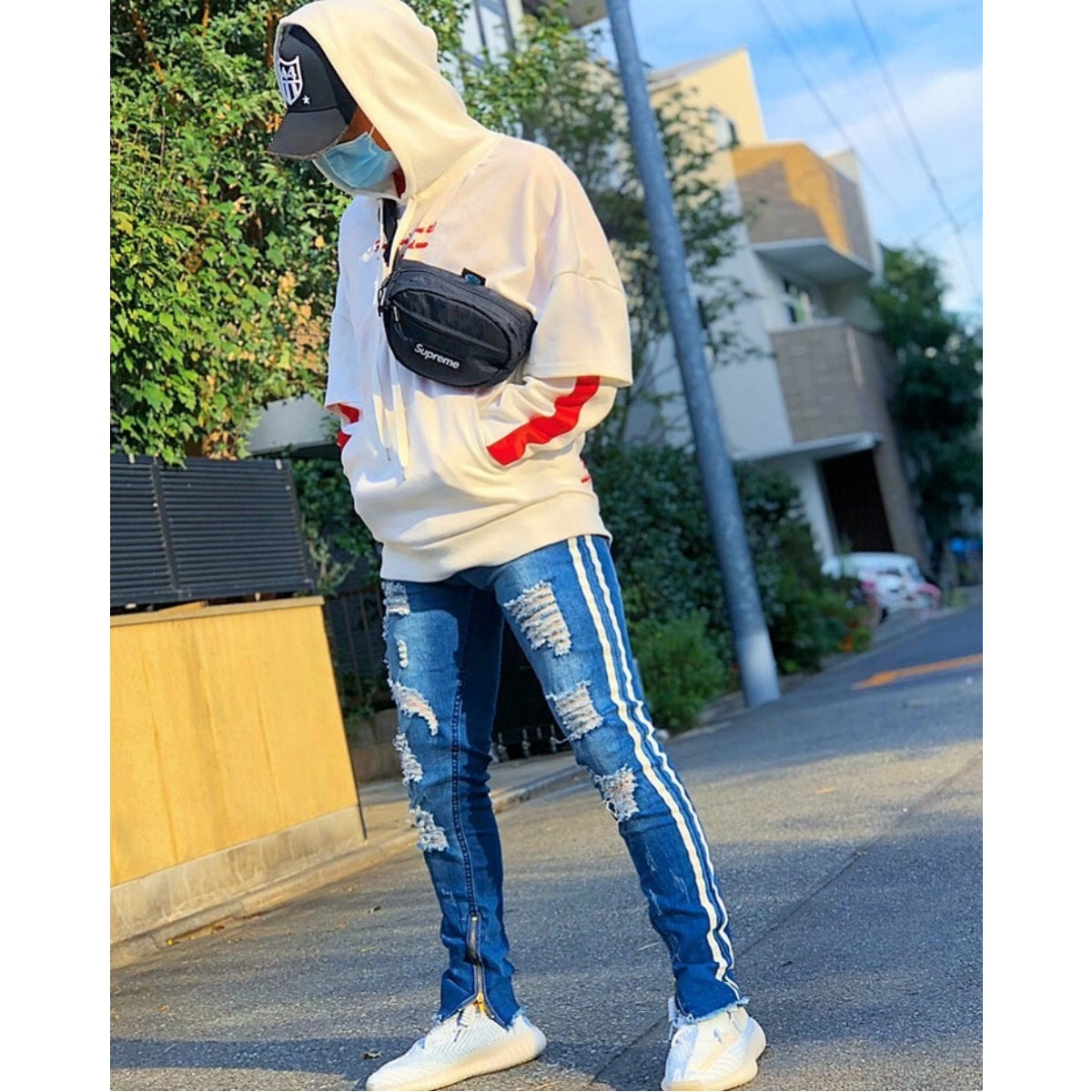 Pants/ラインダメージデニムスキニーパンツ ST/No.28002