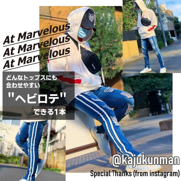 Pants/ラインダメージデニムスキニーパンツ ST/No.28002
