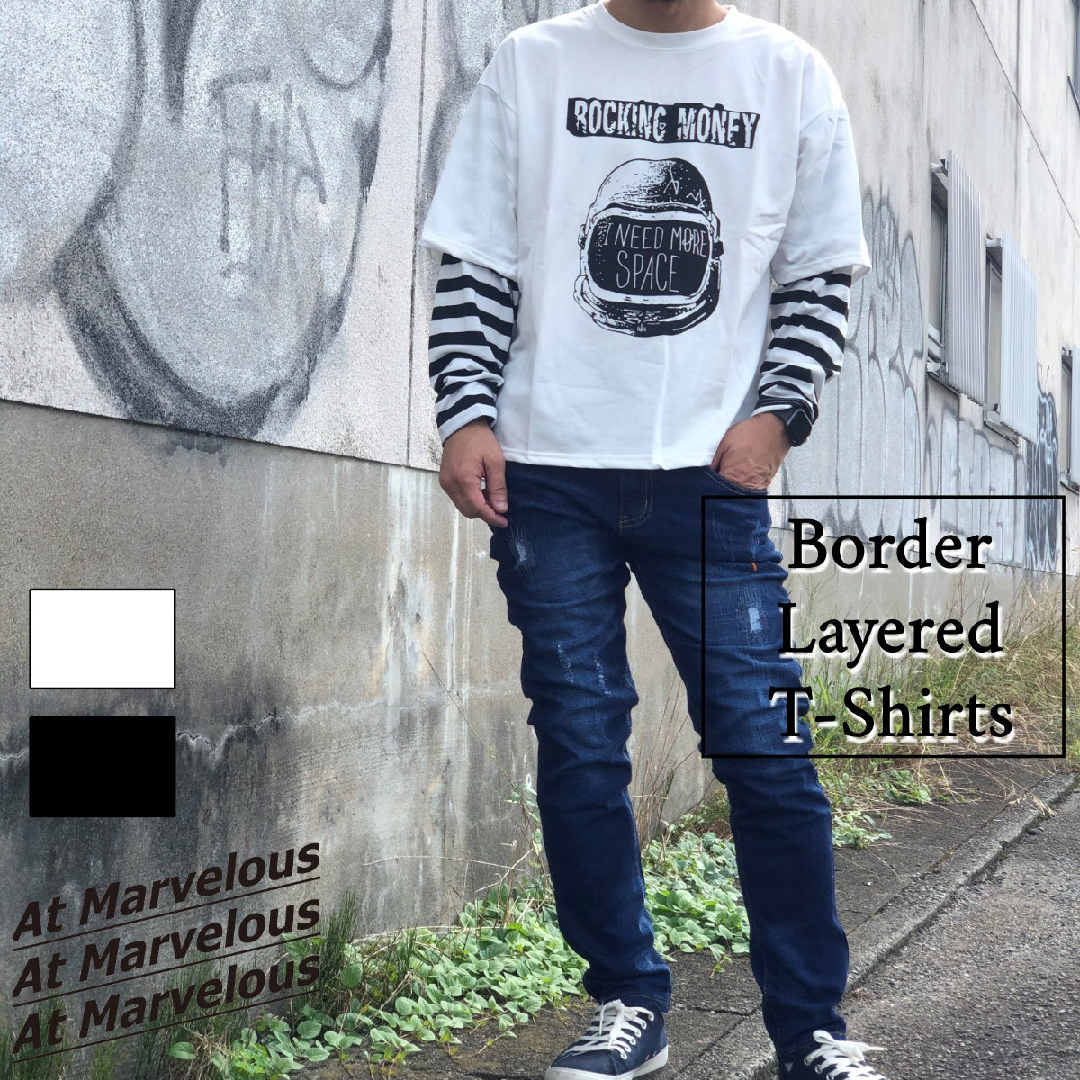 T-shirts / ボーダーレイヤードロンT ST/No.23114
