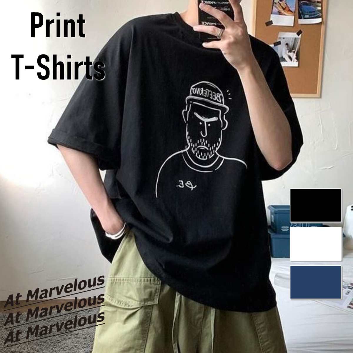 Tops / ひげおじさんプリントTシャツ ST/No.23162