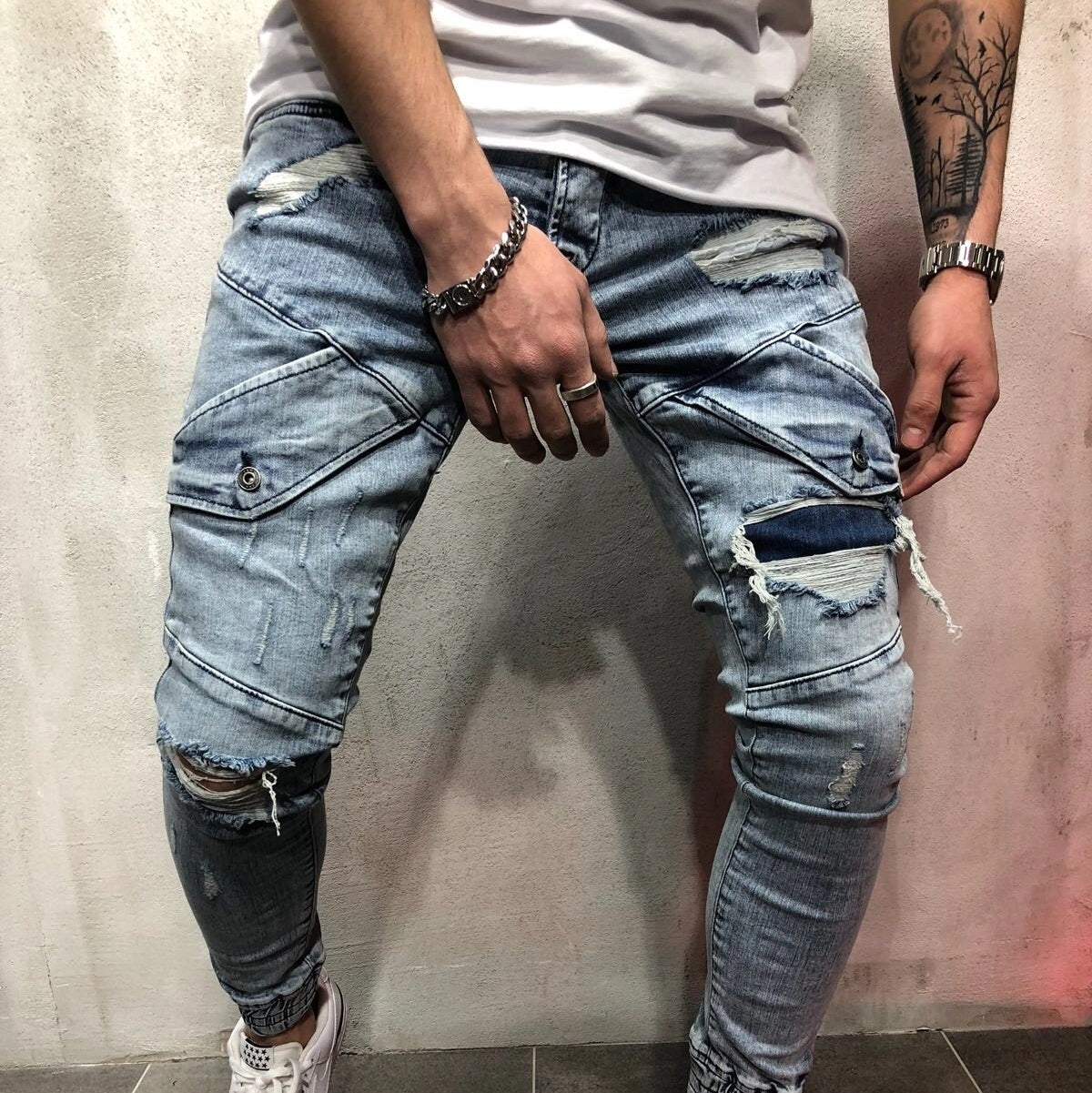 Pants /ダメージデニムジョガーパンツ ST/No.23009