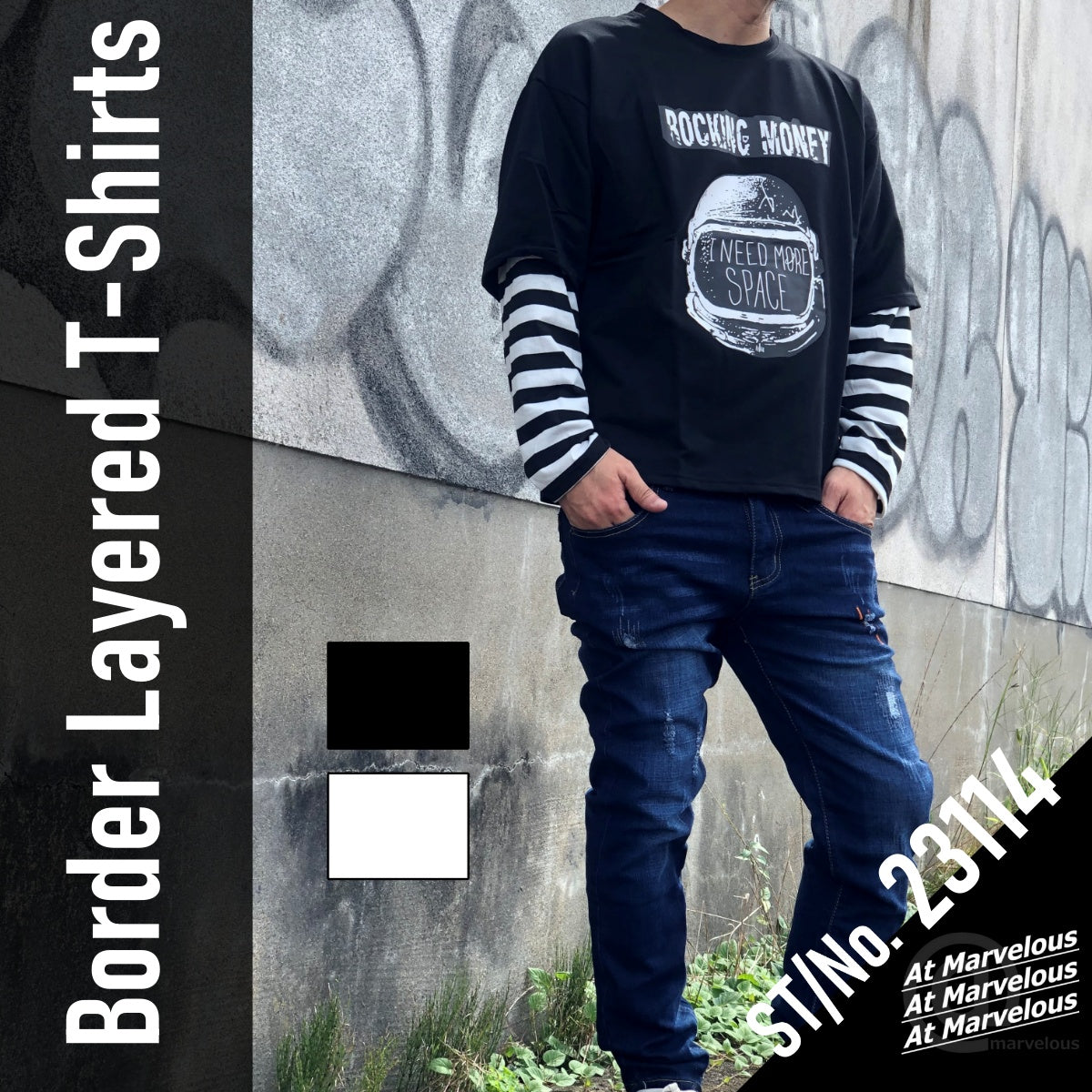 T-shirts / ボーダーレイヤードロンT ST/No.23114