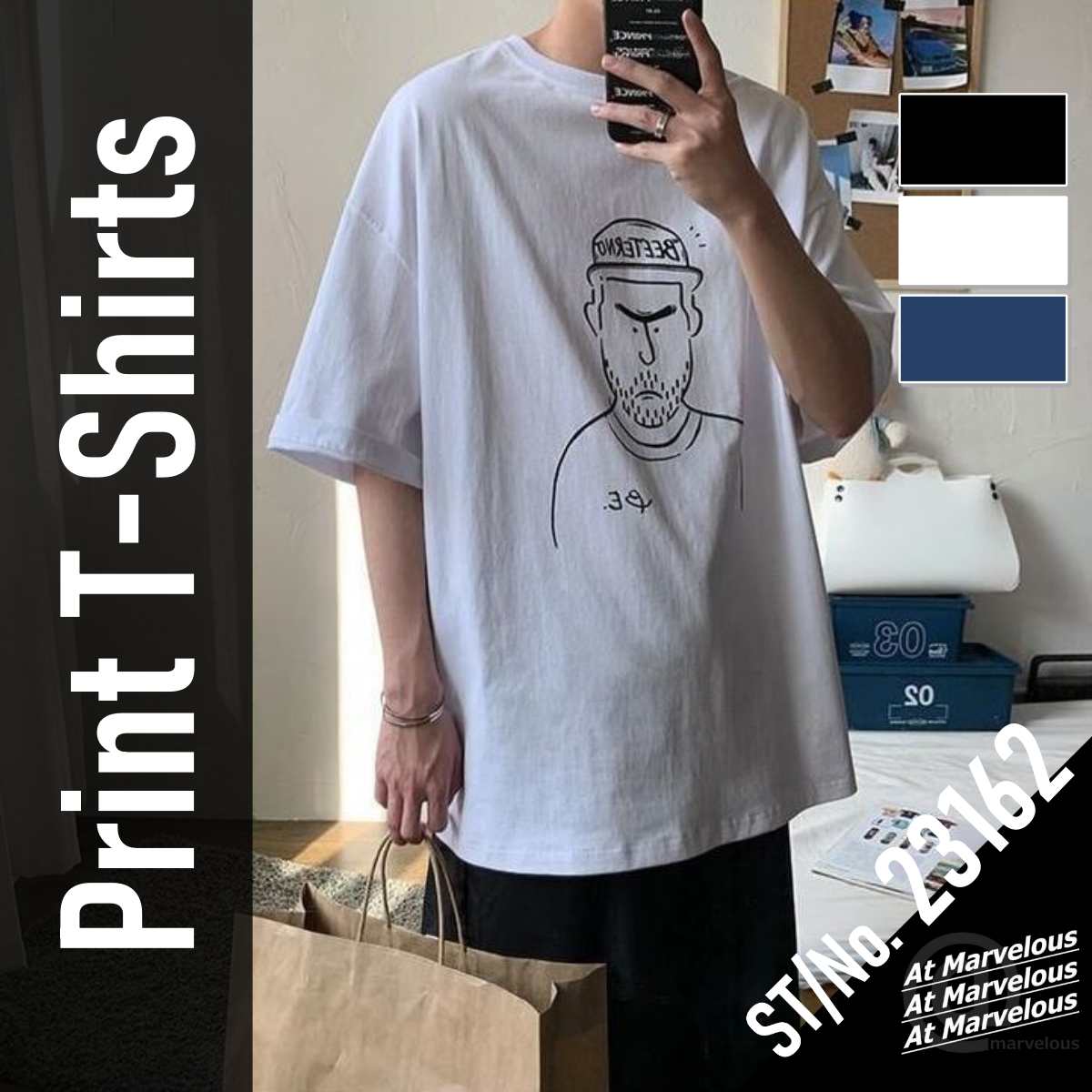 Tops / ひげおじさんプリントTシャツ ST/No.23162