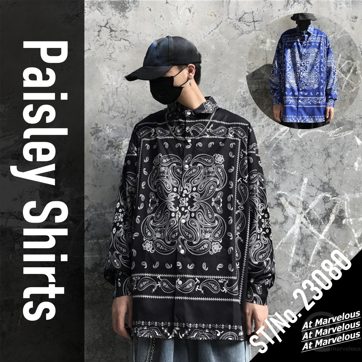 Shirts/ ペイズリーバンダナ柄ビッグシャツ ST/No.23080