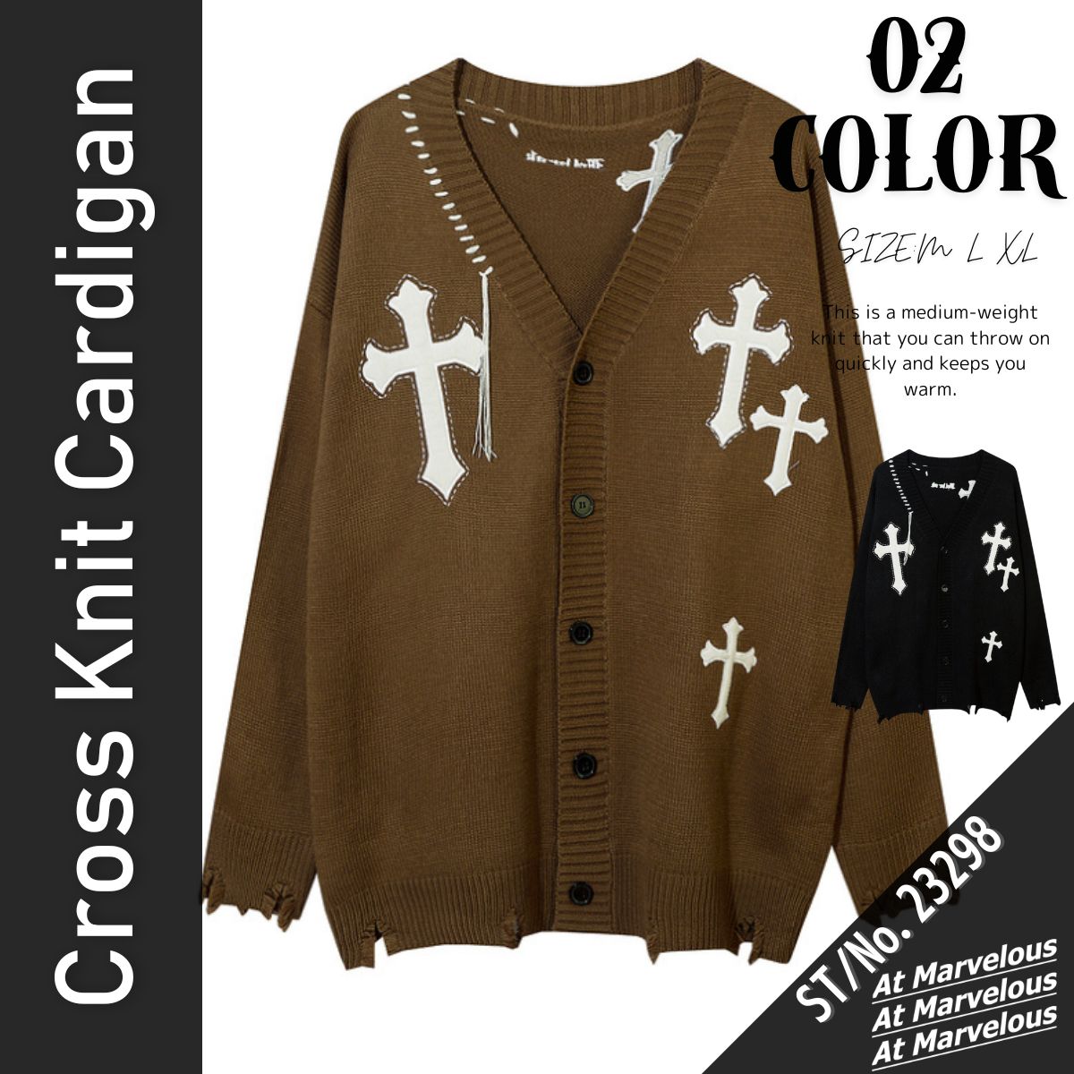 Knit/クロスモチーフカーディガン ST/No.23298