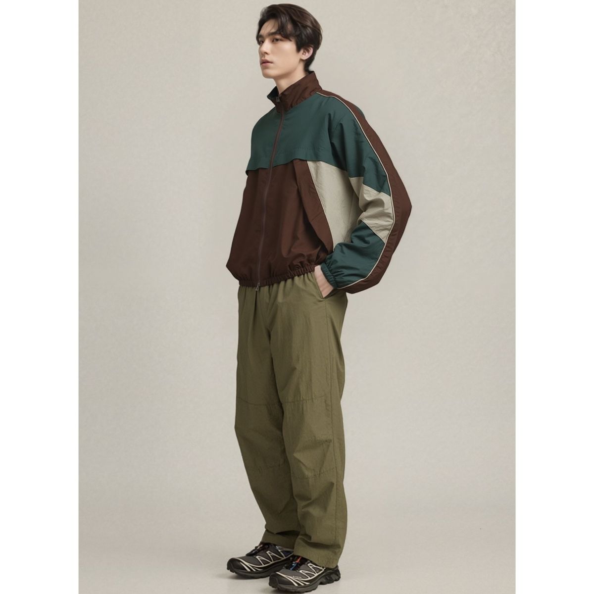 Jacket/カラーブロックナイロンジャケット ST/No.23303