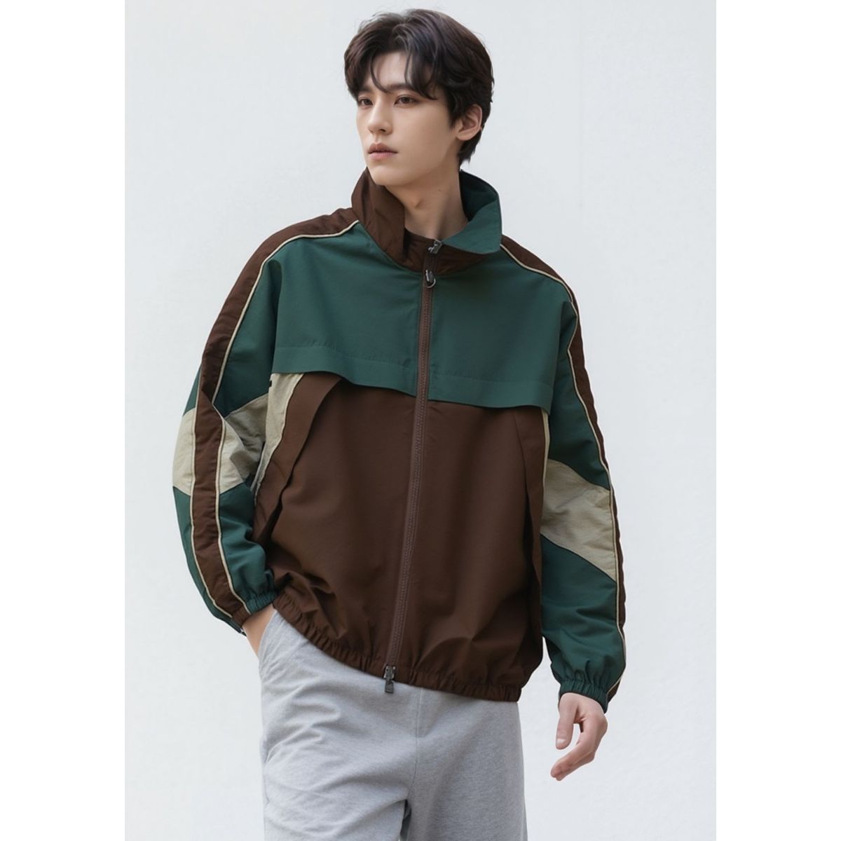 Jacket/カラーブロックナイロンジャケット ST/No.23303