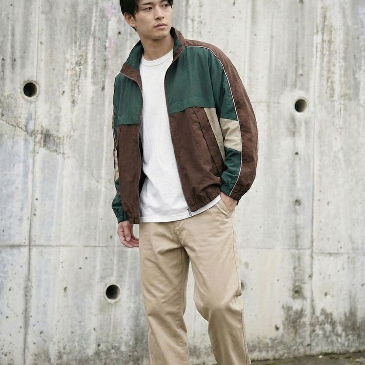 Jacket/カラーブロックナイロンジャケット ST/No.23303