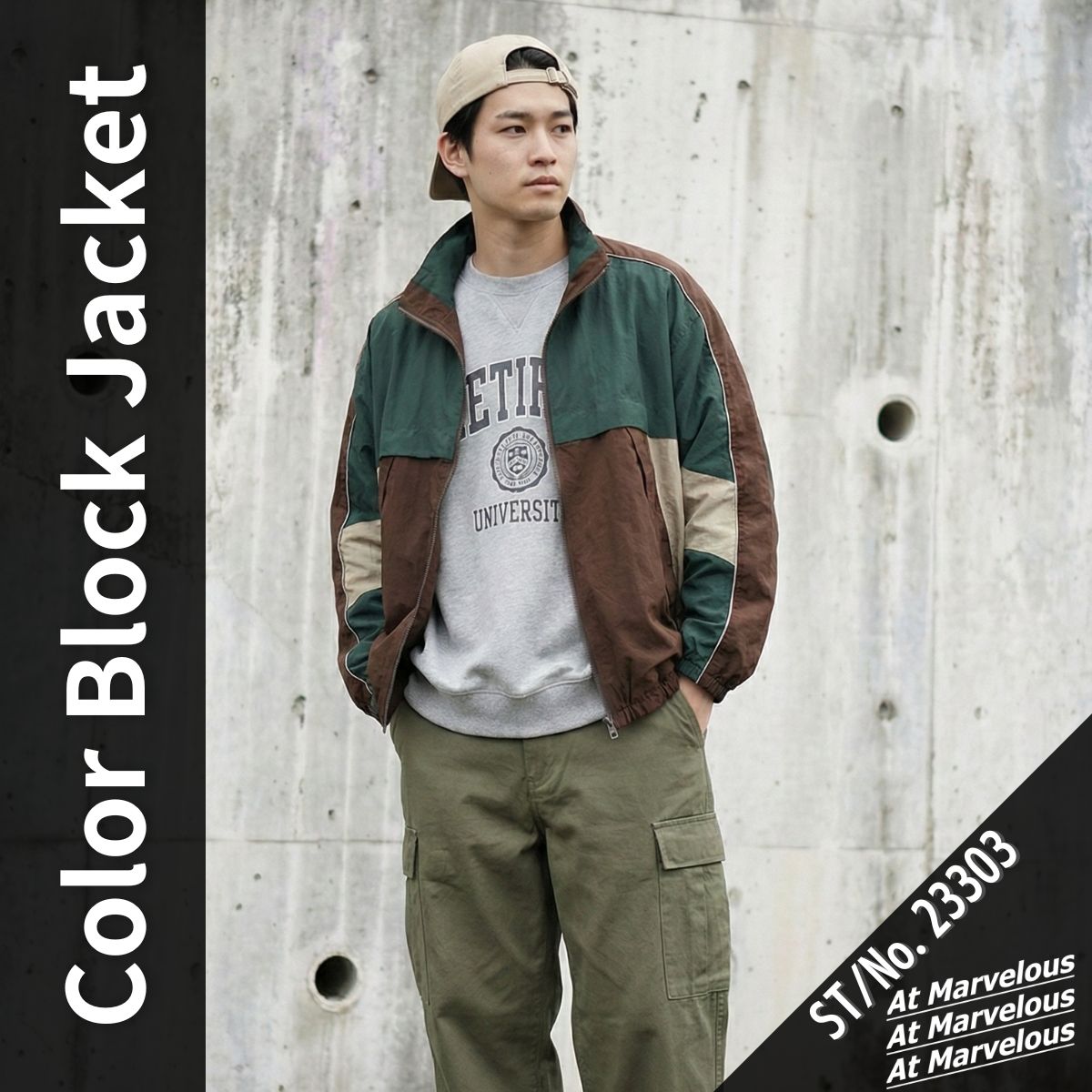 Jacket/カラーブロックナイロンジャケット ST/No.23303