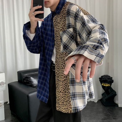 Shirts/  ヒョウ柄切り替えチェックシャツ ST/No.23152