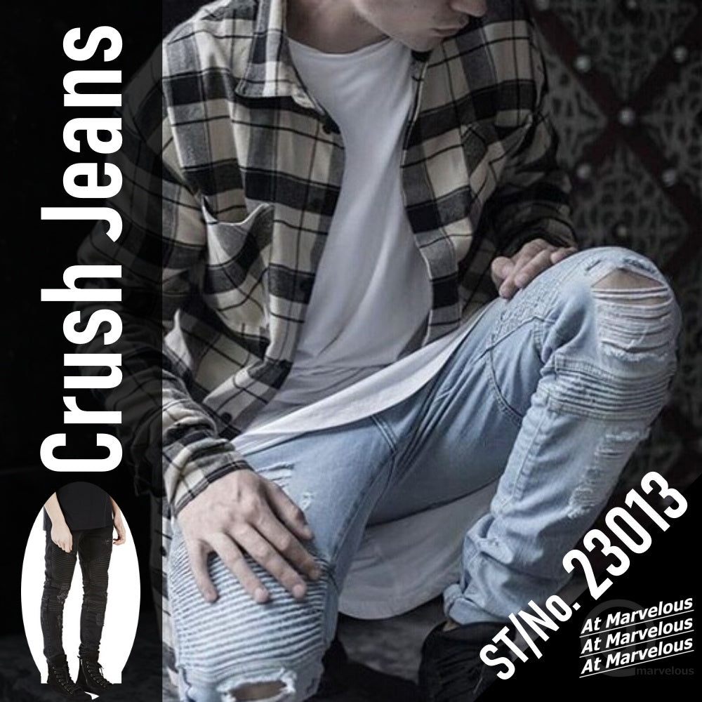 Pants / ダメージデニムバイカージーンズ ST/No.23013