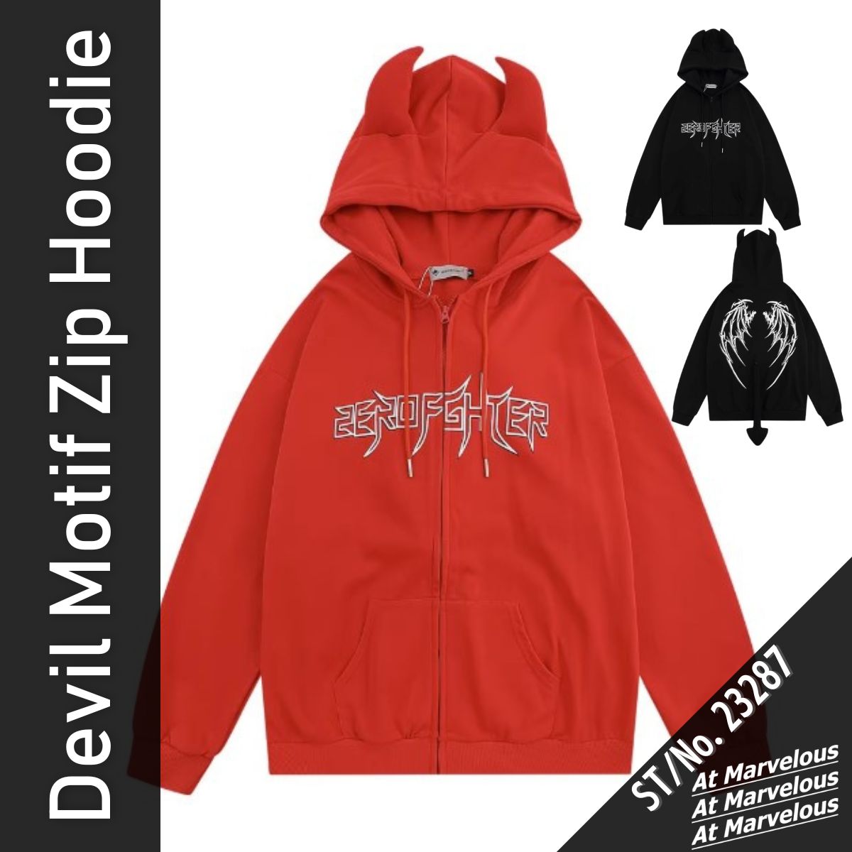 Parka/デビルモチーフジップパーカー ST/No.23287