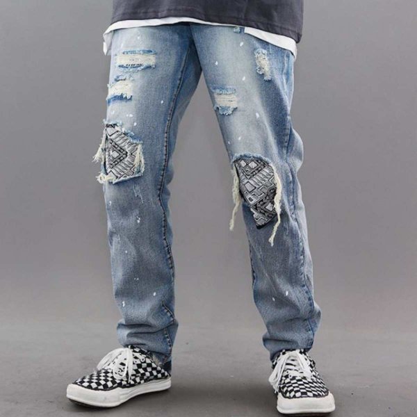 Pants/ネイティブ配色 ダメージジーンズ ST/No.23196
